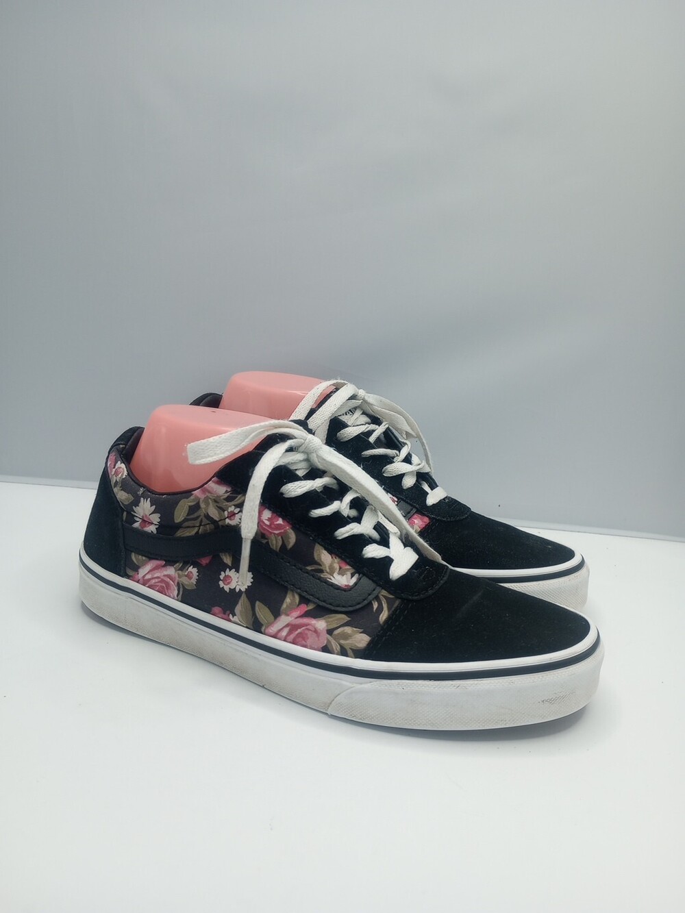 Vans Old Skool Ward Black & Flower Shoes Size 8.5 Low Top Skateboarding Sneakers